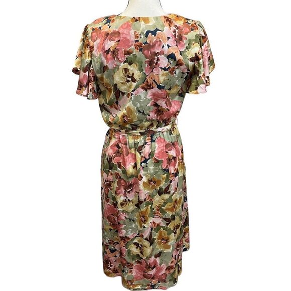 Women's Casual Dresses Short Sleeve V-Neck Short Party Dress Floral Flare Midi M - Picture 7 of 10